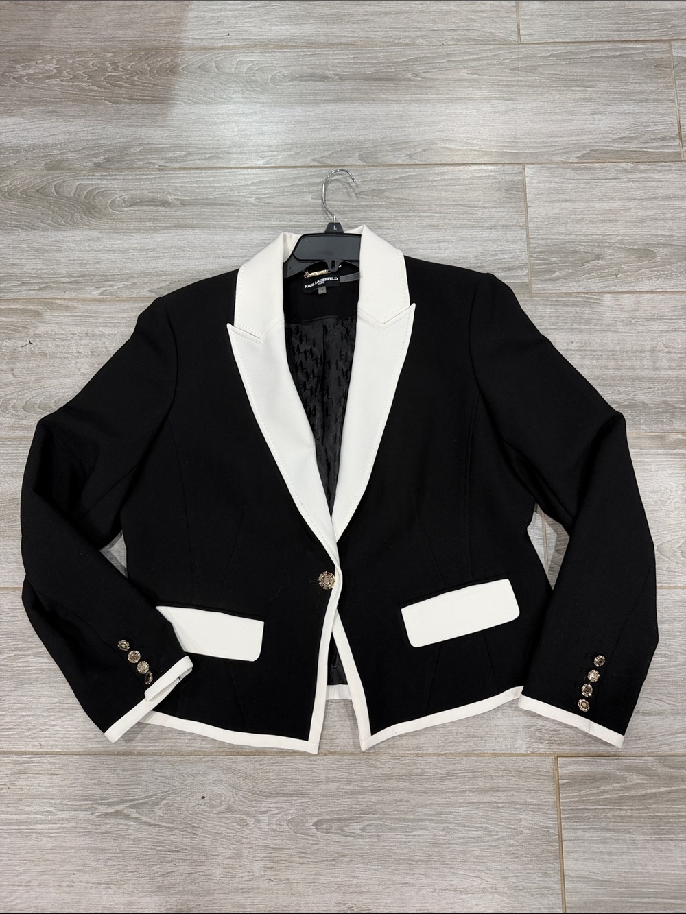 Black & White Contrast Trim Women's Blazer Jacket size 16